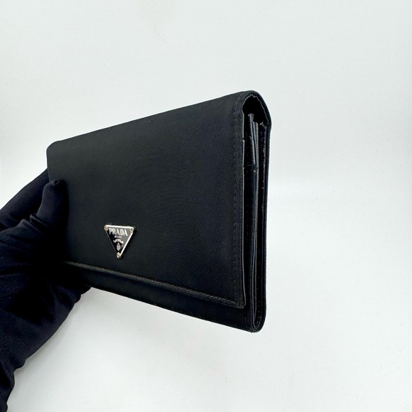 Prada Tessuto Continental Long Wallet Black Nylon & Leather w/ Silver Hardware - Picture 7 of 13